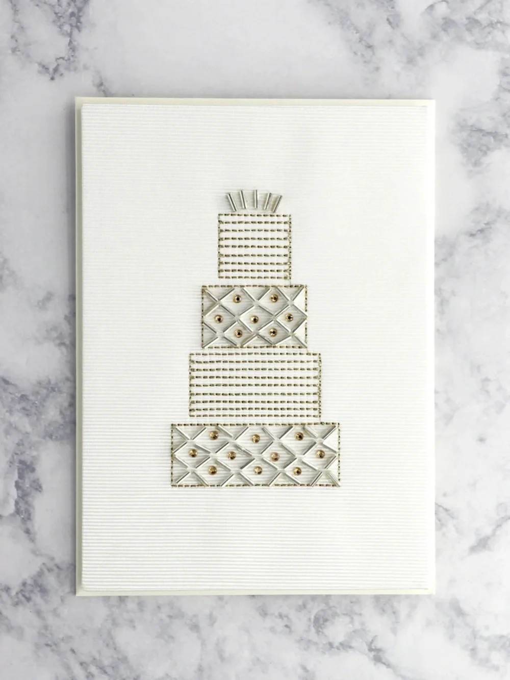 🆕Papyrus 3D Beaded Wedding Cake Marriage Congratulations Greeting Card